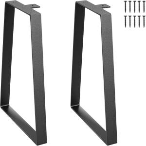 VEVOR 16 inch Trapezoid Steel Table Legs, Replacement Furniture Legs Set of 2 for DIY Coffee Tables, Modern Desks, Bench, Night Stands, Sofa, Max Load 400 lbs Heavy Duty, Quick Instalation Legs Black(Modern)