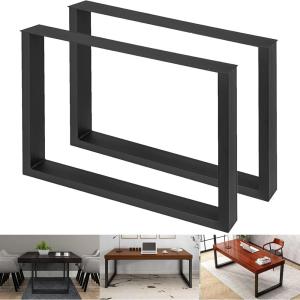 VEVOR 28 Inch Adjustable Furniture Legs, Square Reinforced Steel Office Table Legs Set of 2 for DIY, Max Load 1000 lbs Heavy Duty Desk Legs, Quick Instalation & Rich Accessories Legs Black(28″H x 23.6″W)