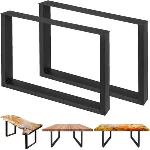 VEVOR 28 Inch Adjustable Furniture Legs, Square Reinforced Steel Office Table Legs Set of 2 for DIY, Max Load 1000 lbs Heavy Duty Desk Legs, Quick Instalation & Rich Accessories Legs Black(28″H x 35″W)
