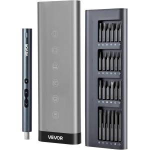 VEVOR 4V Electric Screwdriver, Cordless Screwdriver Set, 7 Torque Settings, 0.5 to 5N.m, 32 PCS 1/4 in Bits, Digital Display, LED Light, Type-C Charging, Ideal Tool for Furniture & Gaming PC(48PCS – 5/32″)
