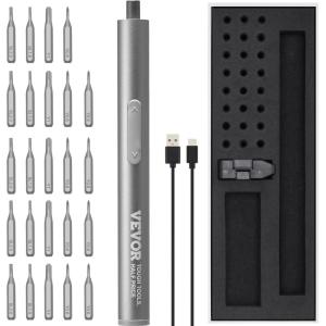 VEVOR 4V Electric Screwdriver, Cordless Screwdriver Set, 7 Torque Settings, 0.5 to 5N.m, 32 PCS 1/4 in Bits, Digital Display, LED Light, Type-C Charging, Ideal Tool for Furniture & Gaming PC(5/32in 4V)
