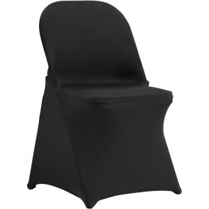 VEVOR 50 Pcs Black Chair Covers Polyester Spandex Stretch Slipcovers for Wedding Party Dining Banquet Arched-Front Chair Covers(Black-c)