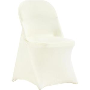 VEVOR 50 Pcs Black Chair Covers Polyester Spandex Stretch Slipcovers for Wedding Party Dining Banquet Arched-Front Chair Covers(Ivory-b)