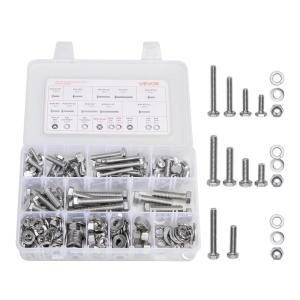 VEVOR 566 Pcs Bolts and Nuts Assortment Kit, Imperial Machine Screws and Flat Washers, Alloy Steel 1/4-20,5/16-18,3/8-16, for Furniture/Equipment/Vehicle Assembly, Galvanized White(246 PCS – Imperial (1/4-20  5/16-18  3/8-16))