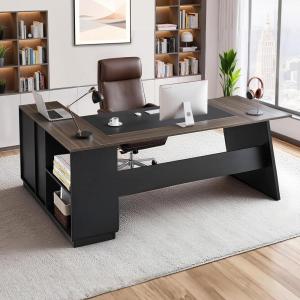 VEVOR 63″ L-Shaped Executive Desk, Large Office Desk with Drawers, File Storage Cabinet, Detachable 350 LBS Load Capacity Corner Table, Easy Assembly, Business Furniture Workstation for Home Office(78.7 x 31.5 x 29.7 inches)
