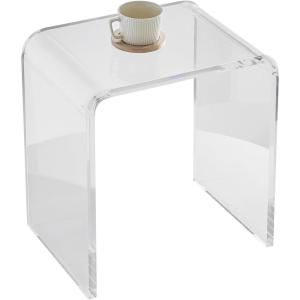 VEVOR Acrylic Side Table, U- Shaped Coffee Table, Clear Acrylic End Table with Waterfall Edges for Drink, Food, Snack Used in Living Room & Bedroom(1 Count)