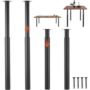 VEVOR Adjustable Table Legs, 28-43.3 in Steel Furniture Legs, 1200 lbs Max Load Heavy Duty, Quick Installation, Ideal for Home Office Desk DIY, Coffee Dinner Bar Tables, Workbenches, Set of 4, Black