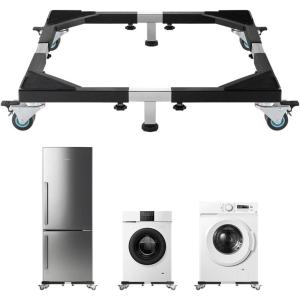 VEVOR All Stainless Steel Washing Machine Dolly Cart, 1200lbs Heavy Duty Furniture Dolly, Adjustable Fridge Stand Base with 4 Lockble Twin Wheels and 2 Strong Feet for Washer, Refrigerator and Dryer(23in-36.6in)
