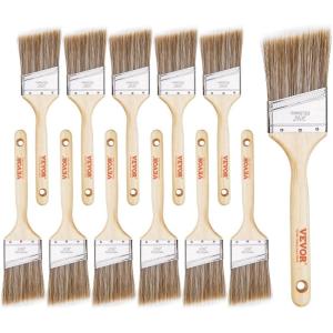 VEVOR Chalk Wax Paint Brush, 4 Piece Wax Paint Brush, Stain Brushes for Furniture, Acrylic Painting,Milk Paint,Home Decor, Natural Bristle Round Oval Chalk Paint Brushes for All Painting and Waxing(12 PCS)