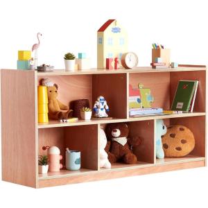 VEVOR Cubby Mobile Tray Storage Cabinet, 5-Compartment Cubby Storage Shelf, Cubby Storage Cabinet 2-Shelf, Classroom Cubbies, Classroom Furniture for Home, Daycare and Preschool, Natural(5 Cubby)
