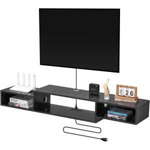 VEVOR Modern Floating TV Stand, 71” Wall Mounted Media Console for 80 inch TVs, Floating Entertainment Center Under TV Shelf with Storage Cabinet for Bedroom & Living Room, White(Black)