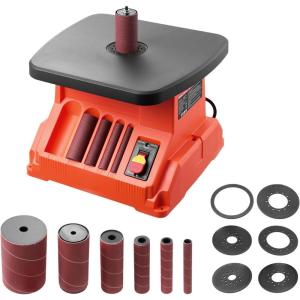 VEVOR Oscillating Spindle Sander, 2400RPM Benchtop Spindle Sander with 6 Sleeves (1/2″-3″), 5/8″ Stroke & 15.4 x 16.3-inch Wide Worktable for Furniture Finishing, Crafts Sanding, DIY Woodworking