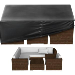 VEVOR Patio Furniture Cover, 420D Heavy Duty Waterproof Outdoor Dining Table and Chairs Cover, Large Rectangular Patio Table Covers with Air Vent for All Weather, 126L x 63W x 28H inch, Black(94L x 94W x 28H)