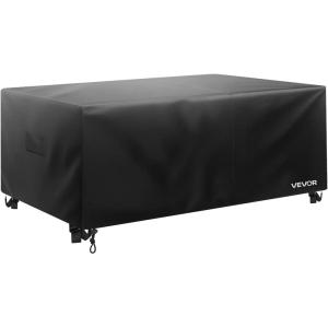 VEVOR Patio Furniture Cover, 420D Heavy Duty Waterproof Outdoor Dining Table and Chairs Cover, Large Rectangular Patio Table Covers with Air Vent for All Weather, 126L x 63W x 28H inch, Black(74L x 47W x 28H)