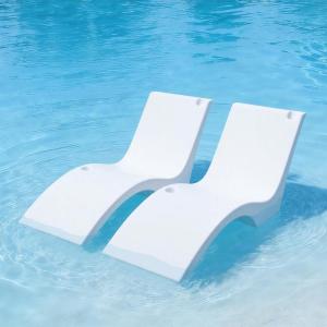 VEVOR Pool Lounge Chairs, Set of 2 Chaise Lounger, Water Weighted in-Pool Lounger Chairs for up to 9″ Water Depths, Anti-Floating Patio Furniture with Cup Phone Holders for Sun Shelf & Tanning Ledge