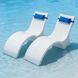 VEVOR Pool Lounge Chairs, Set of 2 Chaise Lounger with Headrest, Water Weighted in-Pool Lounger Chairs for up to 15″ Water Depths, Anti-Floating Patio Furniture for Sun Shelf & Tanning Ledge, 440LBS
