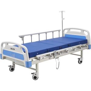 VEVOR Premium 3 Function Full Electric Hospital Bed, ICU Electric Medical Bed with Backrest, Legrest & Height Adjustment, 5″ Locking Casters, High-Density Mattress for Home Hospital, 550LBS Loading(84X37.7x34inch)
