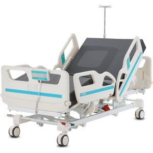 VEVOR Premium 3 Function Full Electric Hospital Bed, ICU Electric Medical Bed with Backrest, Legrest & Height Adjustment, 5″ Locking Casters, High-Density Mattress for Home Hospital, 550LBS Loading(84X43x28inch)