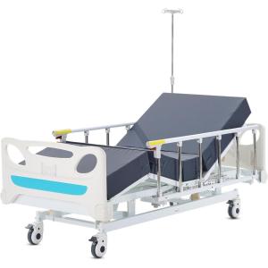 VEVOR Premium 3 Function Full Electric Hospital Bed, ICU Electric Medical Bed with Mattress & IV Pole, Handheld Controller and 5-Inch Locking Casters for Home Hospital Use, 440LBS Loading(3 Functions)