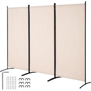 VEVOR Room Divider, 4 Panel Room Divider, 136″ W Folding Privacy Screen and Portable Partition Divider for Room Separation, Freestanding Room Partitions for Office, Bedroom, Study, Grey(Beige)