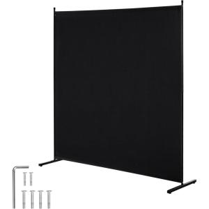 VEVOR Room Divider, Single Panel Room Divider, 6FT Privacy Screen Indoor, Partition Divider for Room Separation, Freestanding Room Divider Panel for Office, Bedroom, Black(Black)