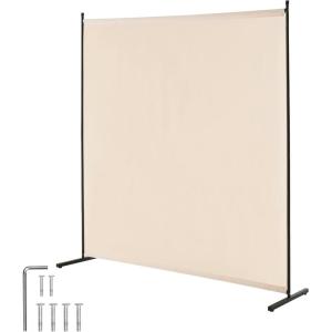 VEVOR Room Divider, Single Panel Room Divider, 6FT Privacy Screen Indoor, Partition Divider for Room Separation, Freestanding Room Divider Panel for Office, Bedroom, Black(Beige)