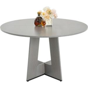 VEVOR Round Dining Table, 47 inch Wood Table for 4-6 Person, Farmhouse Circle Dinner Furniture, Rustic Leisure Tables with Thick Wooden Legs, for Home Kitchen Living Room, Grey (Only Table)