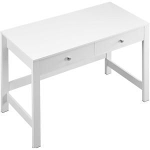VEVOR Small Desk with Drawers, Kids Desk for Bedroom, Wooden Simple Study Table for Drawing, Reading, Writing, Rectangle MDF Furniture Study Storage Table for Home, Office, White + Wood(39.37″D x 18.90″W x 29.57″H)