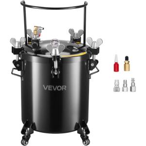 VEVOR Spray Paint Pressure Pot, 0.5 Gal/2 L Pressure Pot Paint Sprayer, φ1.8mm + φ3mm Two Spray Guns Central Pneumatic Sprays Gun with Two 9.8 FT/3 m Hoses for Furniture, Car, Fence, Max 45 Psi(40L-Pneumatic + 4 Casters)