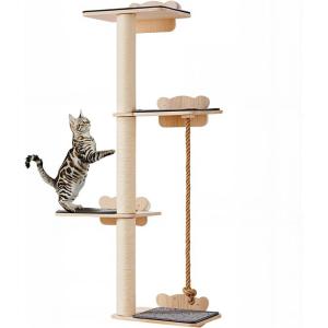 VEVOR Wall Mounted Cat Shelves, Cat Wall Shelves and Perches with Jumping Boards, Cat Beds, Hammocks & Cat Tree, Cat Furniture and Shelves up to 40 lbs for Sleeping, Playing, Climbing, Set of 9(Fixed)