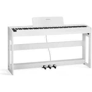 VEVOR Weighted Digital Piano, 88 Keys Fully Weighted, Electric Piano Keyboard with Furniture Stand, Power Adapter, Triple Pedal, Record Function, 280 Tones, Wireless Connection, for Beginners, White(White)