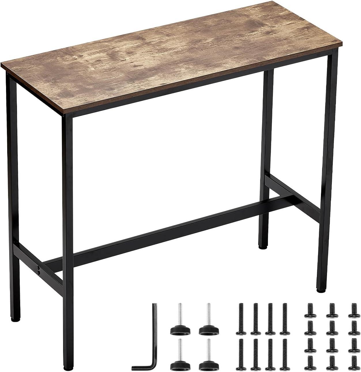 image:imageVEVOR Bar Table and Chairs Set 3PCS 235 Bars Tables Set with Rounded Corner Design Round Pub Table with Two Stools for Office Desk Breakfast Corner Mini Bars Light Gray Black39x16x36 Inch