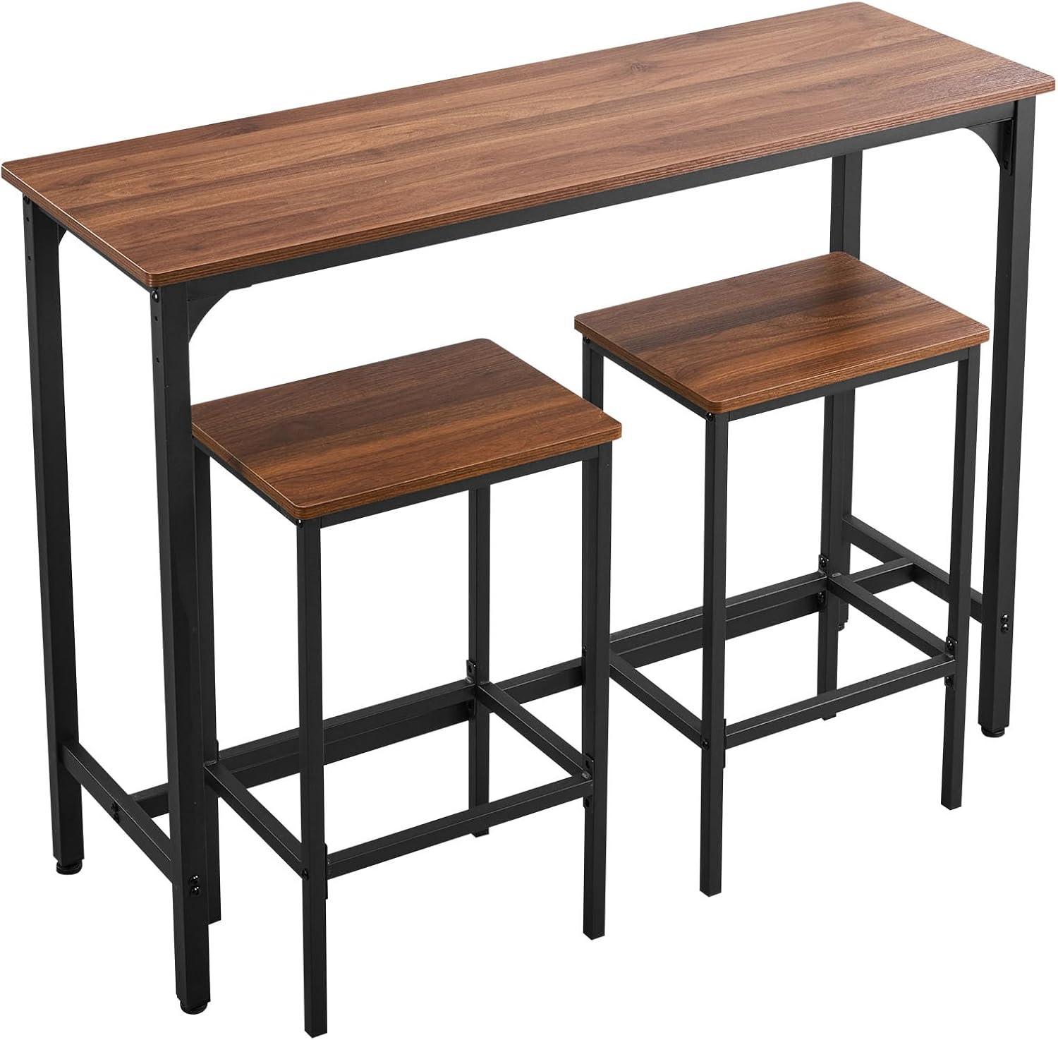 image:imageVEVOR Bar Table and Chairs Set 3PCS 235 Bars Tables Set with Rounded Corner Design Round Pub Table with Two Stools for Office Desk Breakfast Corner Mini Bars Light Gray Black3PCS 472
