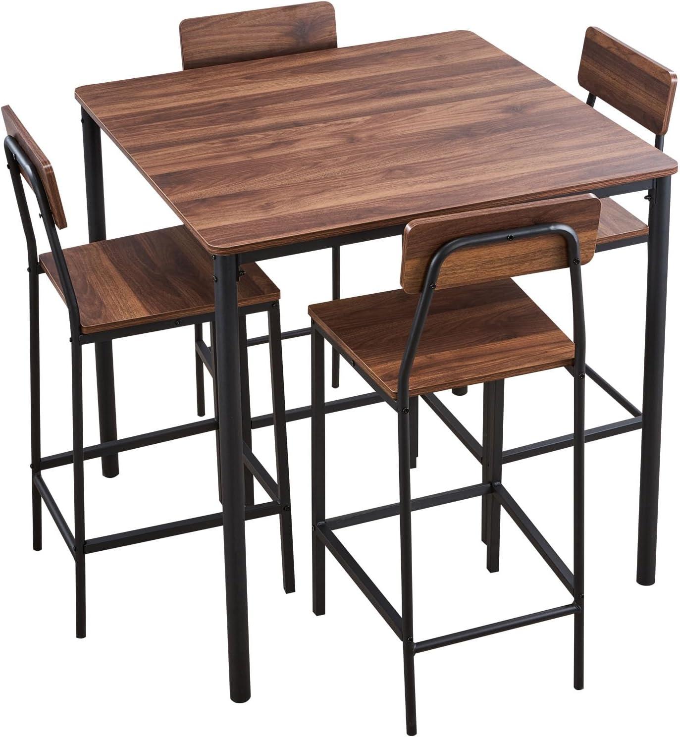 image:imageVEVOR Bar Table and Chairs Set 3PCS 235 Bars Tables Set with Rounded Corner Design Round Pub Table with Two Stools for Office Desk Breakfast Corner Mini Bars Light Gray Black5pcs 35