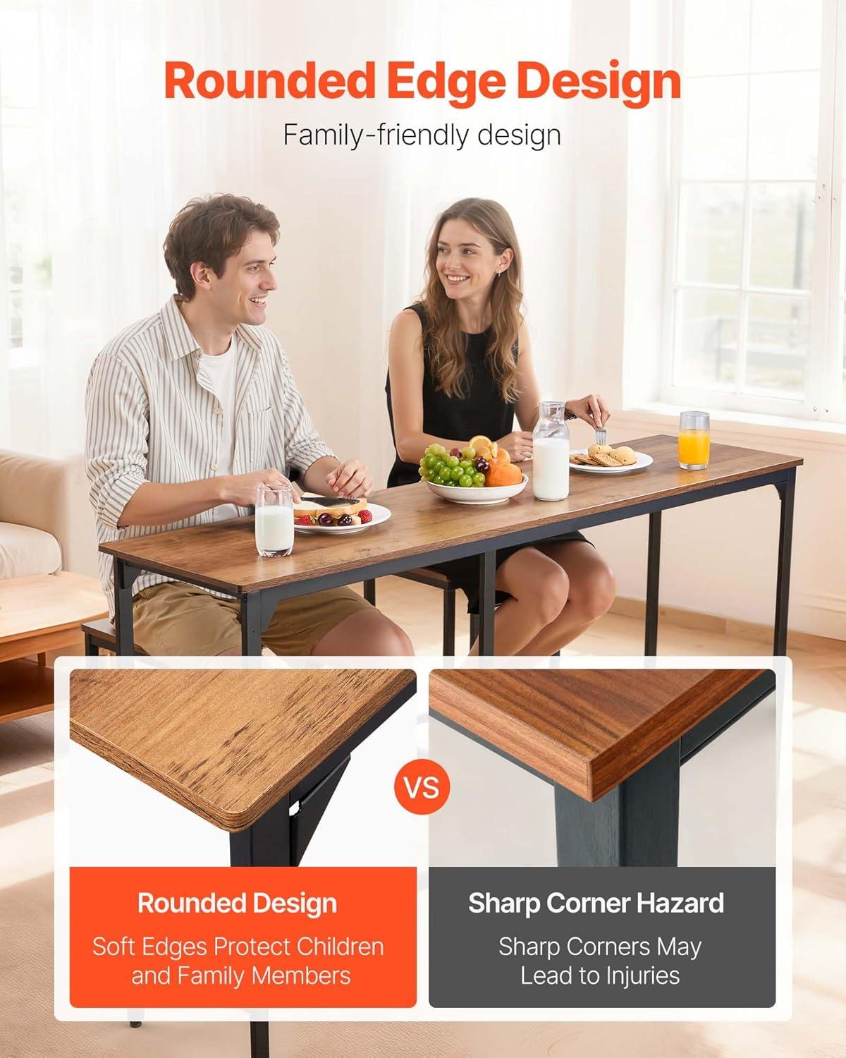 image:imageVEVOR Bar Table and Chairs Set 3PCS 235 Bars Tables Set with Rounded Corner Design Round Pub Table with Two Stools for Office Desk Breakfast Corner Mini Bars Light Gray Black63x16x36 inch