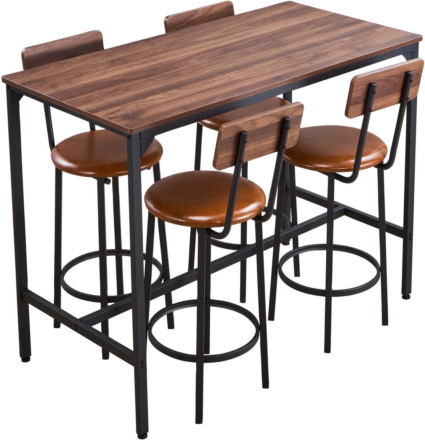 image:imageVEVOR Bar Table and Chairs Set 3PCS 235 Bars Tables Set with Rounded Corner Design Round Pub Table with Two Stools for Office Desk Breakfast Corner Mini Bars Light Gray Black5PCS 472