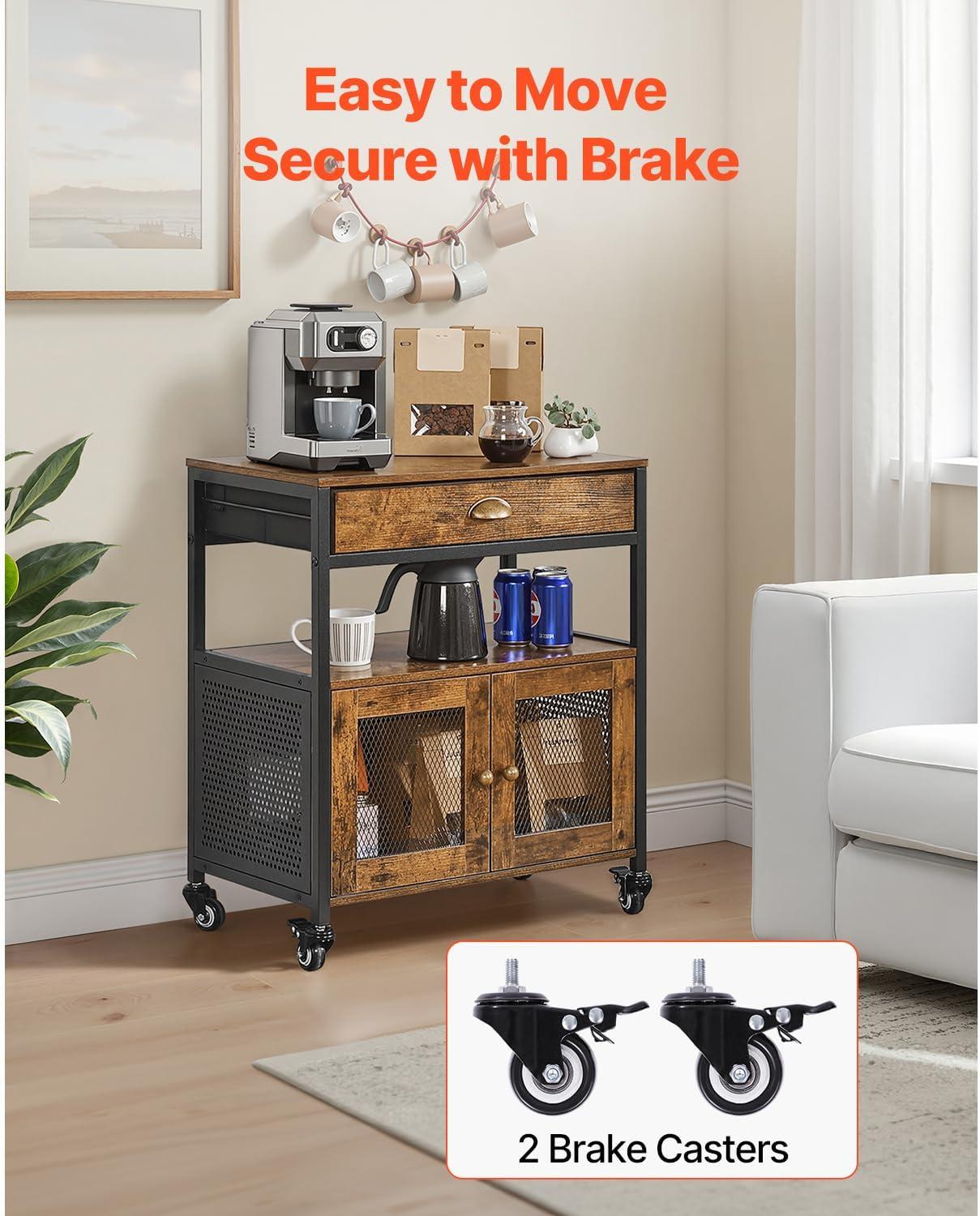 image:imageVEVOR Coffee Bar Cabinet 24 Inch Farmhouse Bar Cabinet with Storage Movable Coffee Table with Wheels amp Mesh Door Sideboard Buffet for Kitchen Entryway24 Inch