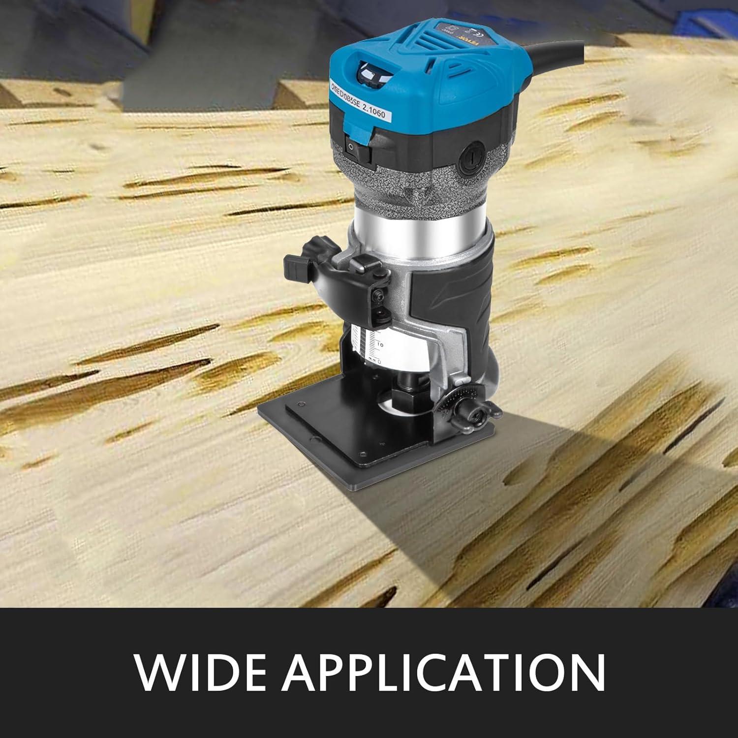 image:imageVEVOR Compact Router 125HP With Fixed Base Plunge Base and Tilt Base Variable Speed Wood Router Kit Max Torque 30000RPM For Woodworking amp Furniture Manufacturingw Fixed Base Plunge Base and Tilt Base