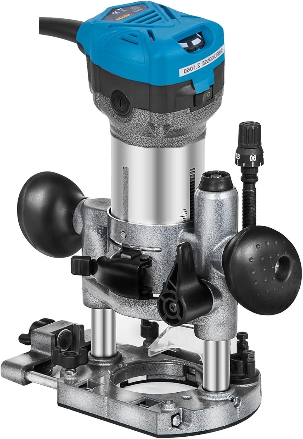 image:imageVEVOR Compact Router 125HP With Fixed Base Plunge Base and Tilt Base Variable Speed Wood Router Kit Max Torque 30000RPM For Woodworking amp Furniture Manufacturingw Fixed Base Plunge Base and Tilt Base