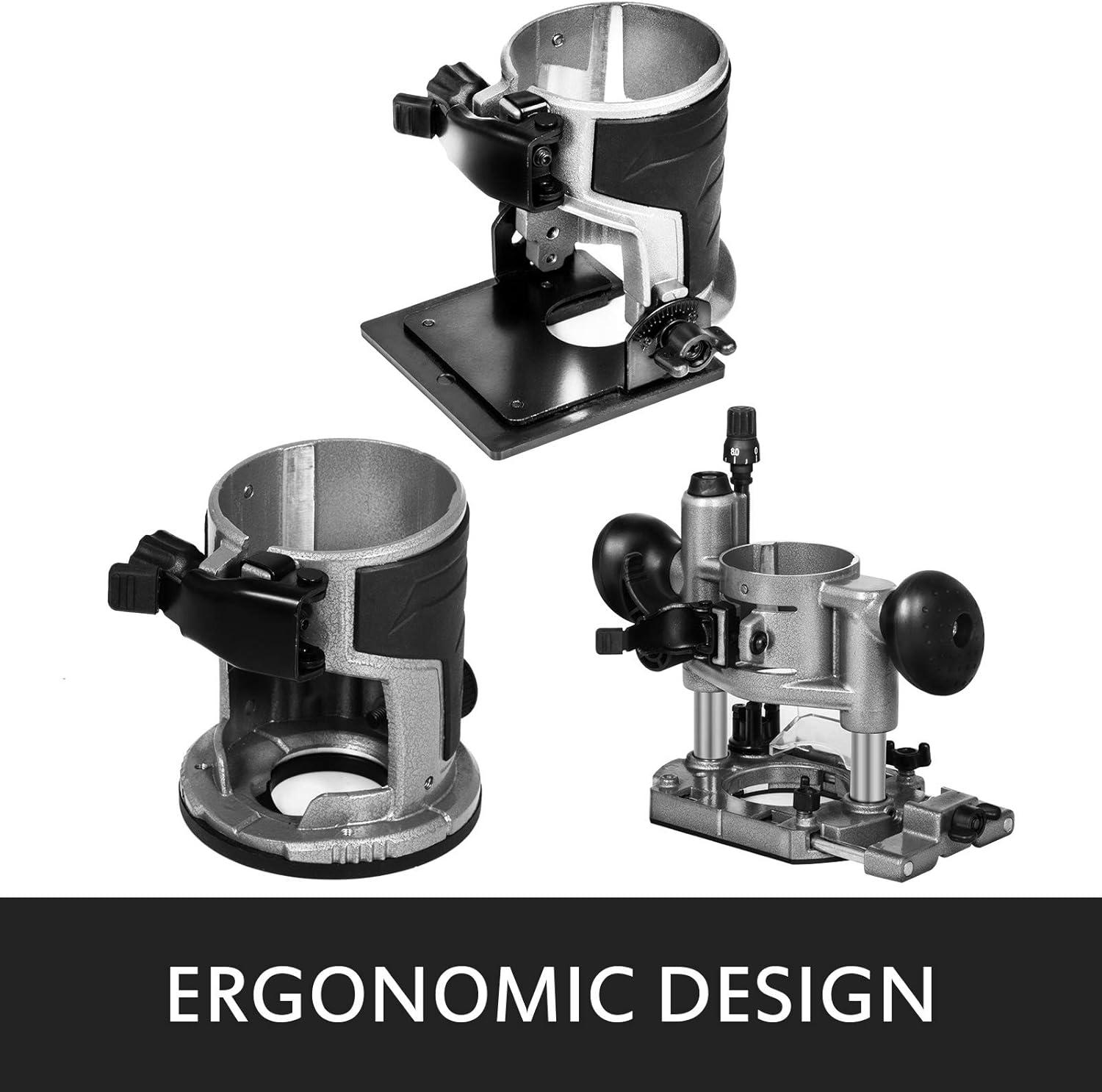 image:imageVEVOR Compact Router 125HP With Fixed Base Plunge Base and Tilt Base Variable Speed Wood Router Kit Max Torque 30000RPM For Woodworking amp Furniture Manufacturingw Fixed Base Plunge Base and Tilt Base