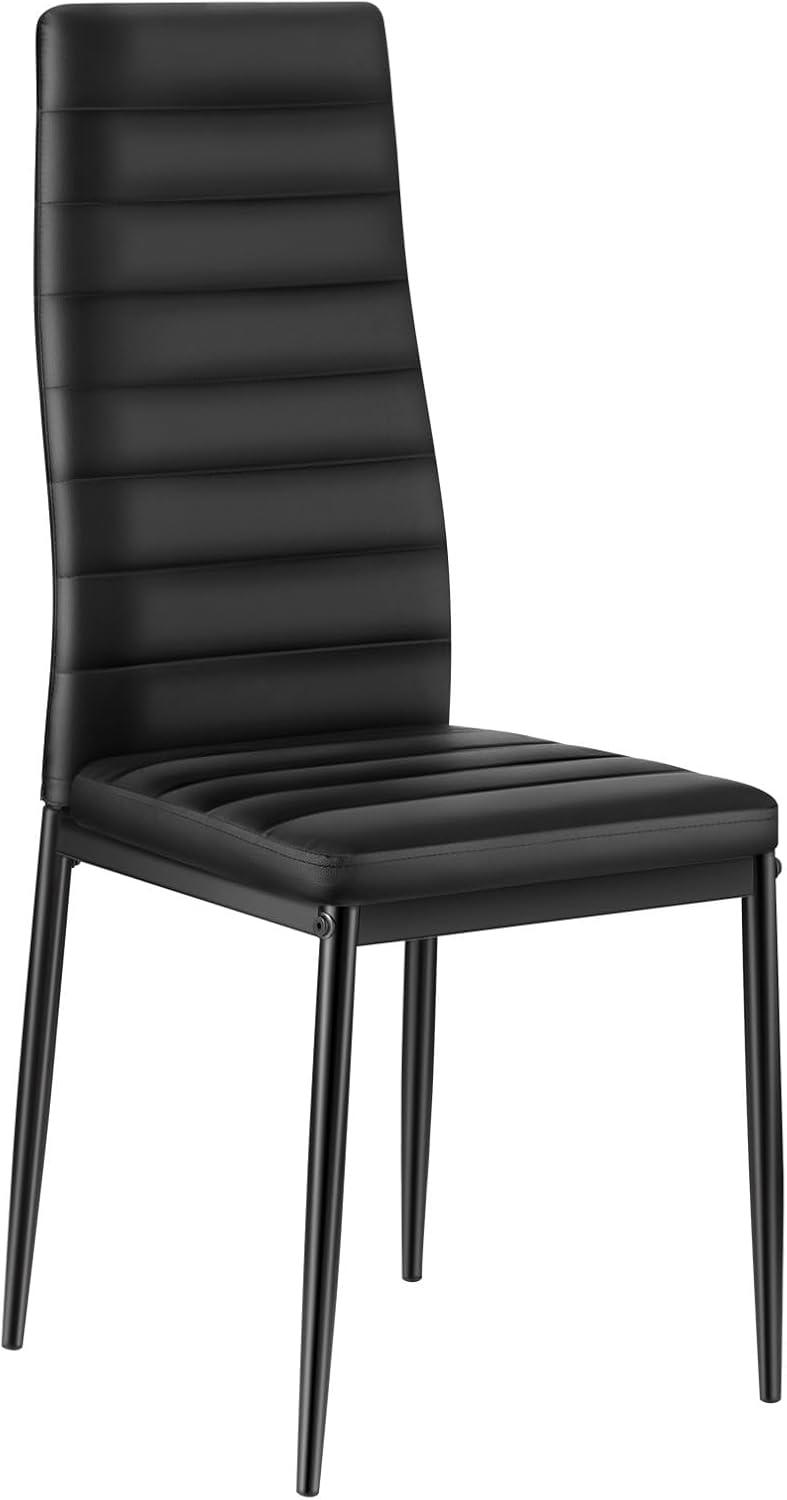 image:imageVEVOR Modern Dining Room Accent Chairs Set of 4 Upholstered Leather Side Chair for Living Room SpaceSaving Kitchen Chair with Thick Cushions and Metal Legs BlackSet of 6 Black