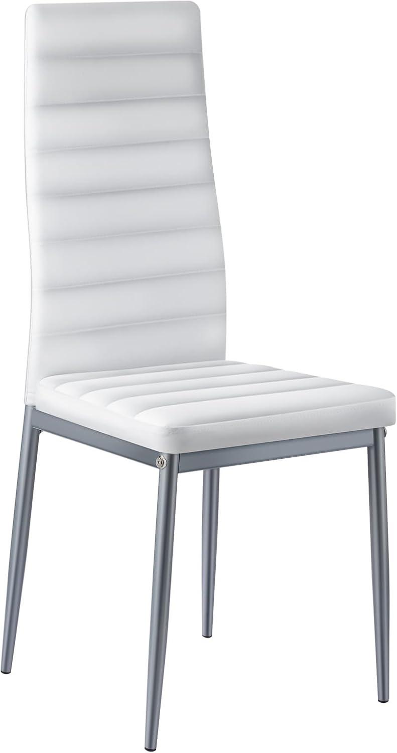 image:imageVEVOR Modern Dining Room Accent Chairs Set of 4 Upholstered Leather Side Chair for Living Room SpaceSaving Kitchen Chair with Thick Cushions and Metal Legs BlackSet of 4 White