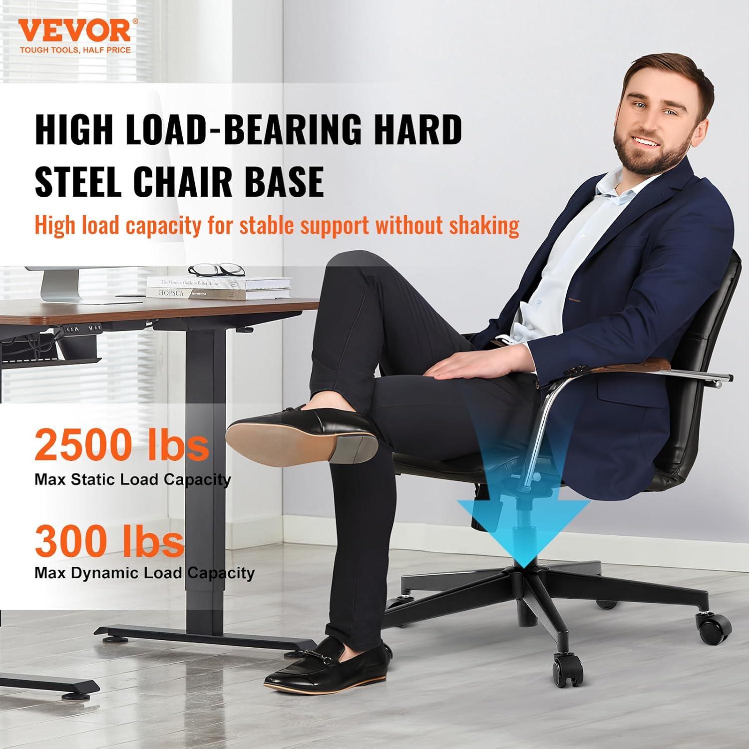 image:imageVEVOR Office Chair Base Replacement 28 2500 lbs Static Load Capacity Heavy Duty Universal Computer Desk Chair Stool Base Part with Reinforced Metal Legs Desk Chair Base Replacement Parts Black