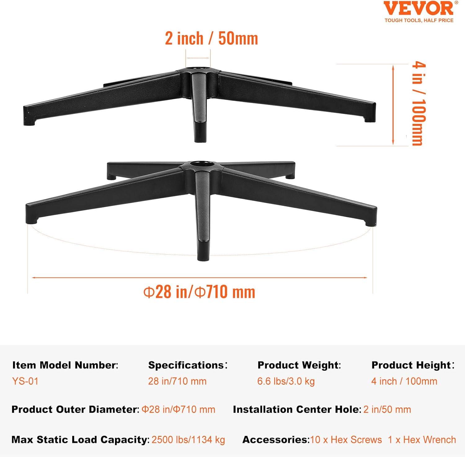 image:imageVEVOR Office Chair Base Replacement 28 2500 lbs Static Load Capacity Heavy Duty Universal Computer Desk Chair Stool Base Part with Reinforced Metal Legs Desk Chair Base Replacement Parts Black