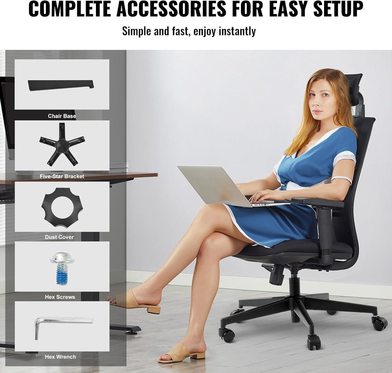 image:imageVEVOR Office Chair Base Replacement 28 2500 lbs Static Load Capacity Heavy Duty Universal Computer Desk Chair Stool Base Part with Reinforced Metal Legs Desk Chair Base Replacement Parts Black