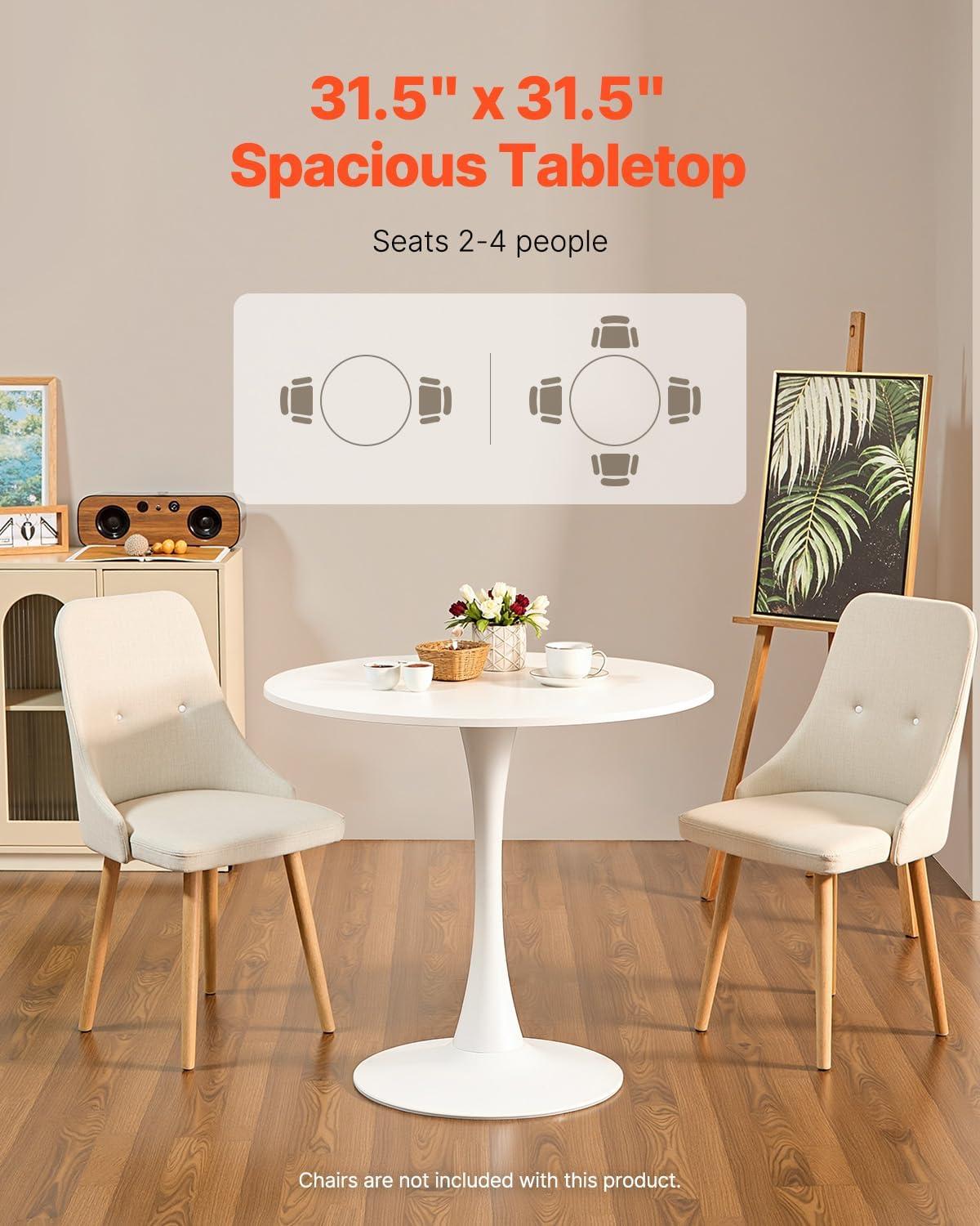 image:imageVEVOR Round Dining Table 47 inch Wood Table for 46 Person Modern Circle Dinner Furniture Leisure Tables with Storage Shelf and Metal Legs for Home Kitchen Living Room Grey Only Table315inch
