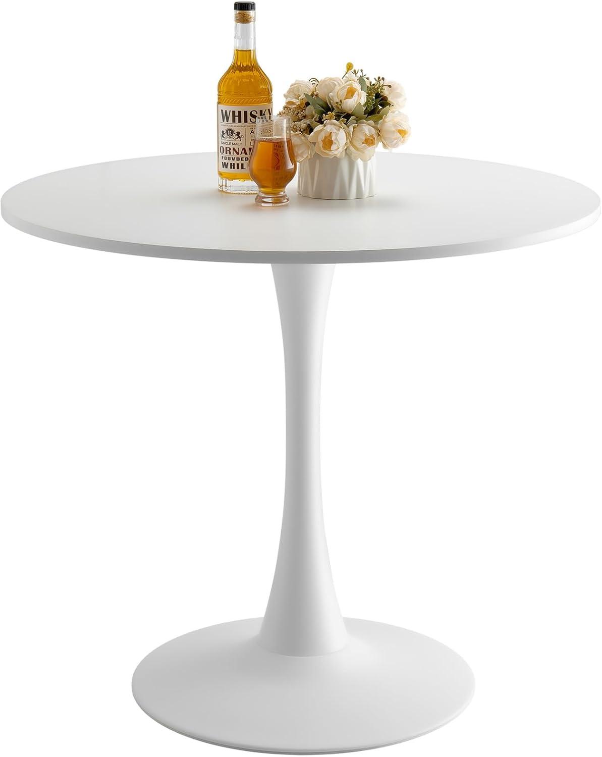 image:imageVEVOR Round Dining Table 47 inch Wood Table for 46 Person Modern Circle Dinner Furniture Leisure Tables with Storage Shelf and Metal Legs for Home Kitchen Living Room Grey Only Table315inch