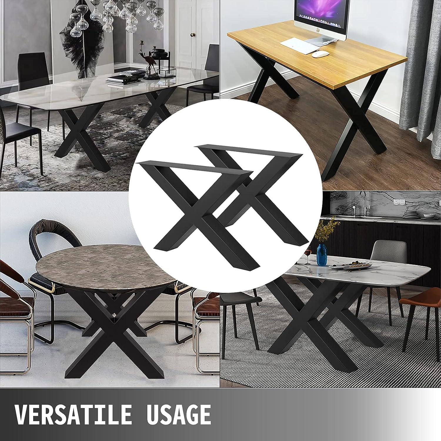 image:imageVEVOR Steel Table Legs 28 Height 30 Wide Set of 2 Heavy Duty 31 Square Box Section X FrameBlack