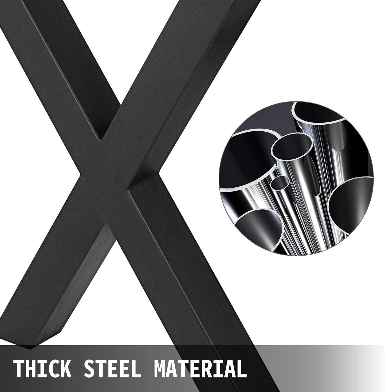 image:imageVEVOR Steel Table Legs 28 Height 30 Wide Set of 2 Heavy Duty 31 Square Box Section X FrameBlack