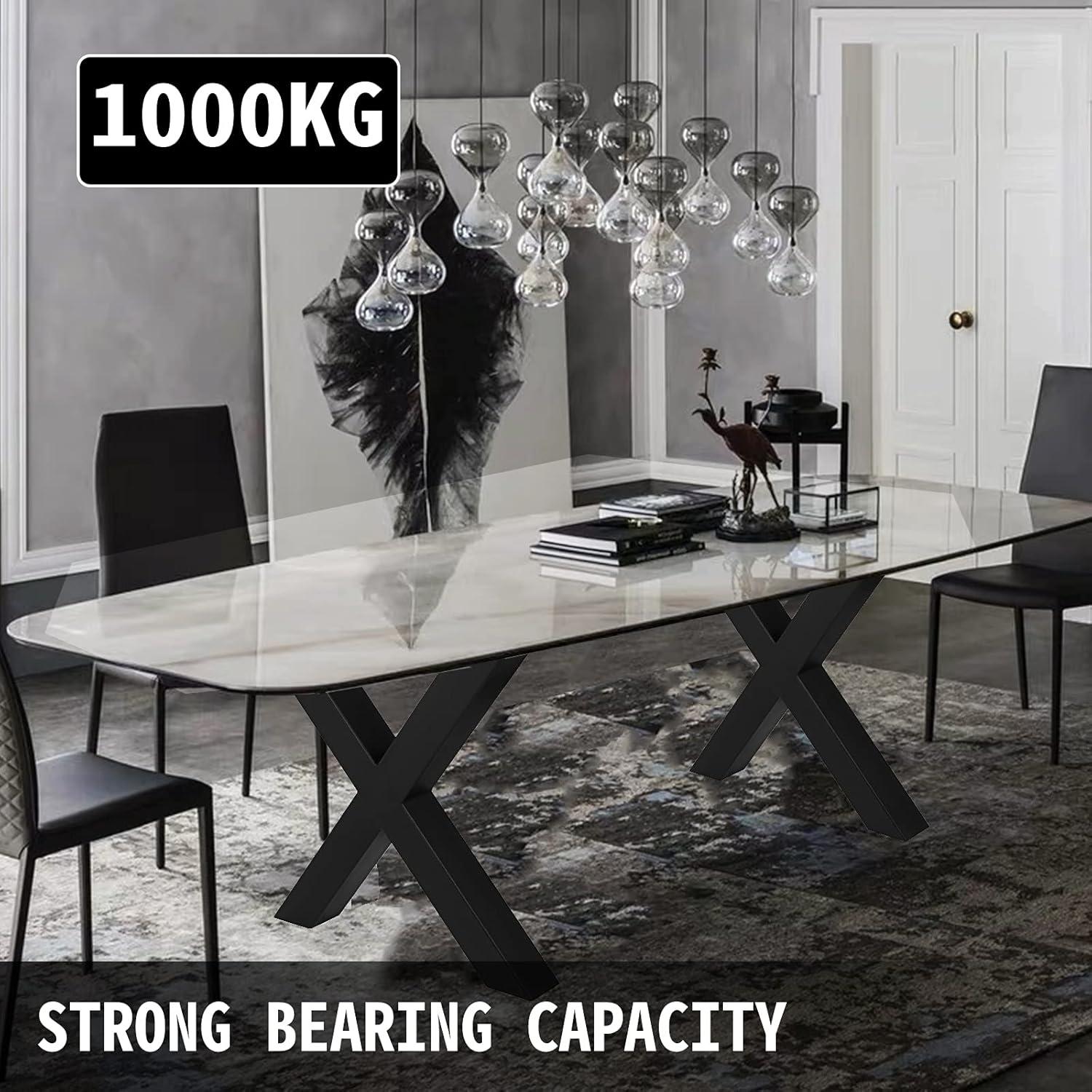 image:imageVEVOR Steel Table Legs 28 Height 30 Wide Set of 2 Heavy Duty 31 Square Box Section X FrameBlack